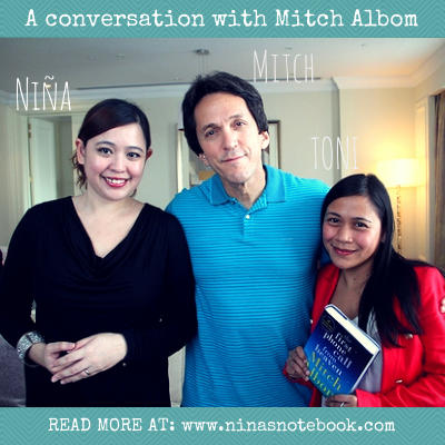 MEETING MITCH ALBOM IN MANILA: Niña Terol-Zialcita with best-selling author Mitch Albom & freelance photographer Toni Alvarez